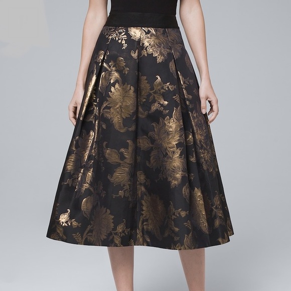 White House Black Market Dresses & Skirts - WHBM METALLIC-FLORAL FULL MIDI SKIRT